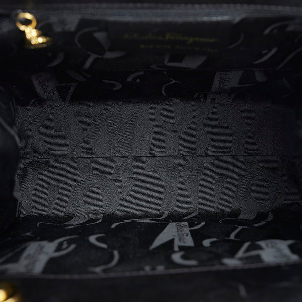 サルヴァトーレフェラガモ ヴァラリボン ハンドバッグ ショルダーバッグ 2WAY BA21 4178 ブラック レザー レディース Salvatore Ferragamo 【中古】