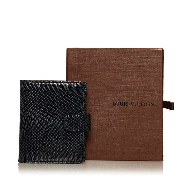 ルイ ヴィトン アジェンダミニ 手帳 ブラック リザード レディース LOUIS VUITTON 【中古】