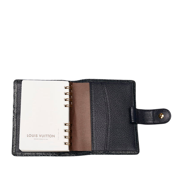 ルイ ヴィトン アジェンダミニ 手帳 ブラック リザード レディース LOUIS VUITTON 【中古】