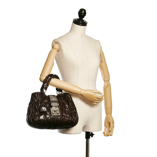 ミュウミュウ マテラッセ ハンドバッグ ブラウン レザー レディース MIUMIU 【中古】