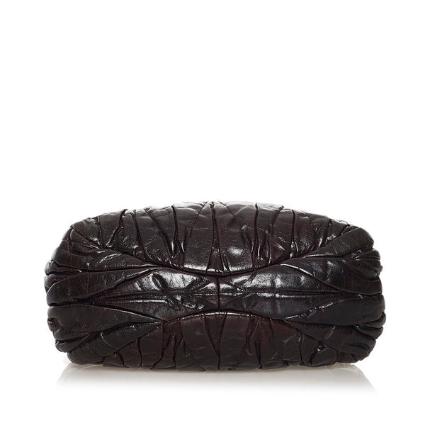 ミュウミュウ マテラッセ ハンドバッグ ブラウン レザー レディース MIUMIU 【中古】