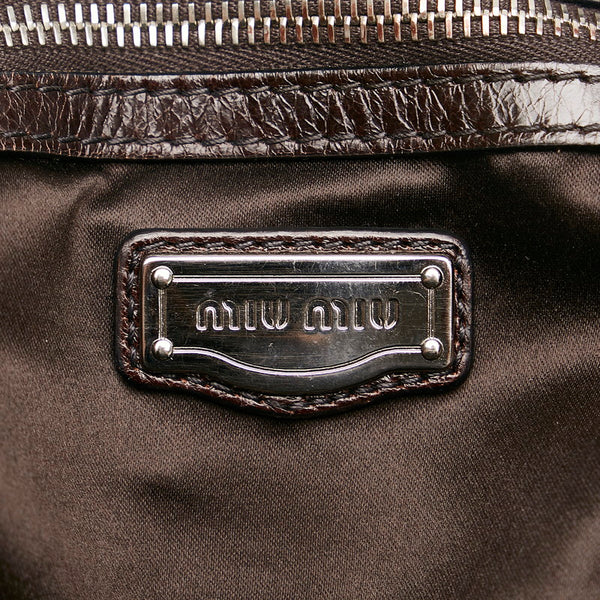 ミュウミュウ マテラッセ ハンドバッグ ブラウン レザー レディース MIUMIU 【中古】