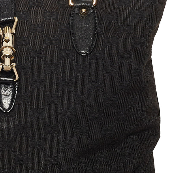 グッチ GGキャンバス ジャッキー ハンドバッグ 145818 ブラック キャンバス レザー レディース GUCCI 【中古】