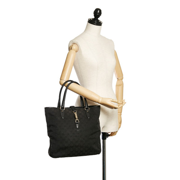 グッチ GGキャンバス ジャッキー ハンドバッグ 145818 ブラック キャンバス レザー レディース GUCCI 【中古】