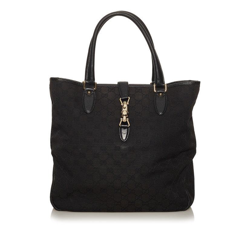 グッチ GGキャンバス ジャッキー ハンドバッグ 145818 ブラック キャンバス レザー レディース GUCCI 【中古】