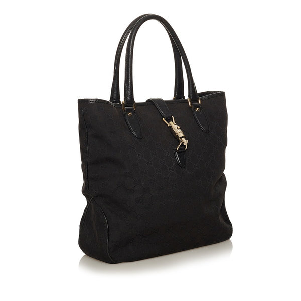 グッチ GGキャンバス ジャッキー ハンドバッグ 145818 ブラック キャンバス レザー レディース GUCCI 【中古】