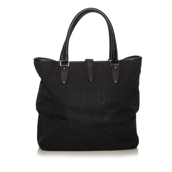 グッチ GGキャンバス ジャッキー ハンドバッグ 145818 ブラック キャンバス レザー レディース GUCCI 【中古】