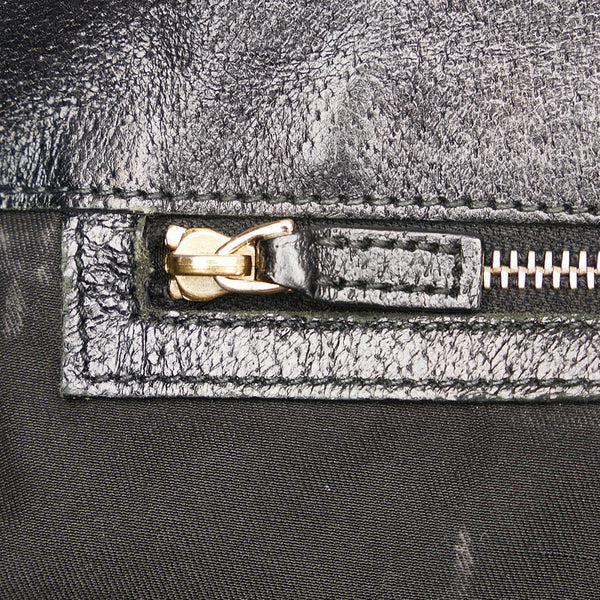 グッチ GGキャンバス ジャッキー ハンドバッグ 145818 ブラック キャンバス レザー レディース GUCCI 【中古】