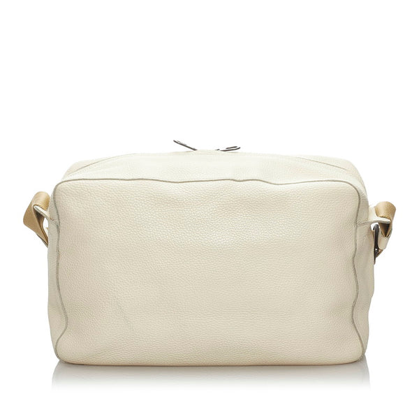 ボッテガヴェネタ 斜め掛け ショルダーバッグ ホワイト レザー キャンバス メンズ BOTTEGAVENETA 【中古】