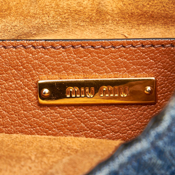 ミュウミュウ ハンドバッグ ショルダーバッグ 2WAY インディゴブルー ブラウン デニム レザー レディース MIUMIU 【中古】