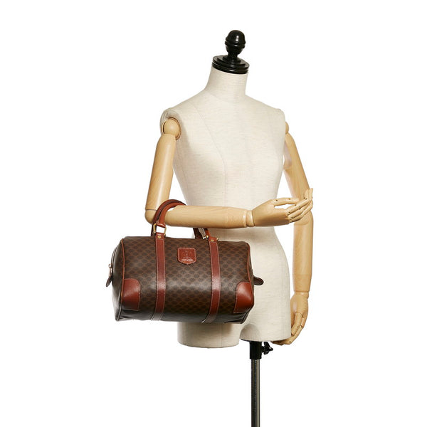 セリーヌ マカダム ハンドバッグ ミニボストンバッグ ブラウン PVC レザー レディース CELINE 【中古】