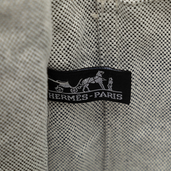 エルメス ニューフールトゥMM ハンドバッグ トートバッグ ホワイト ブラック トワルアッシュ レディース HERMES 【中古】