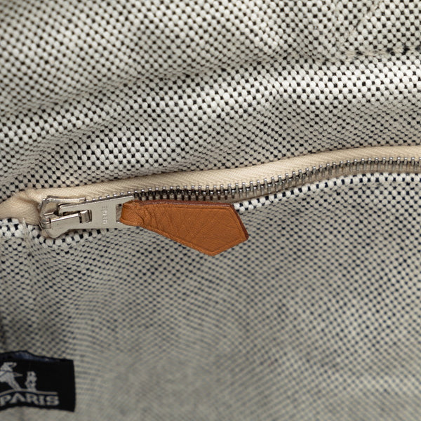 エルメス ニューフールトゥMM ハンドバッグ トートバッグ ホワイト ブラック トワルアッシュ レディース HERMES 【中古】