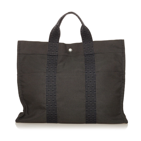 エルメス エールライン MM トートバッグ ハンドバッグ グレー キャンバス メンズ HERMES 【中古】
