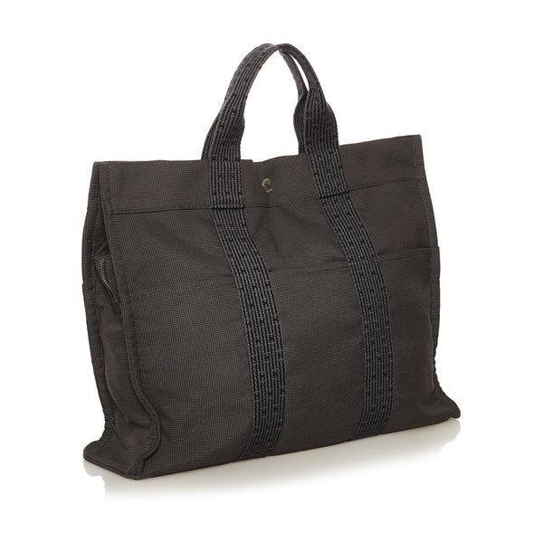 エルメス エールライン MM トートバッグ ハンドバッグ グレー キャンバス メンズ HERMES 【中古】