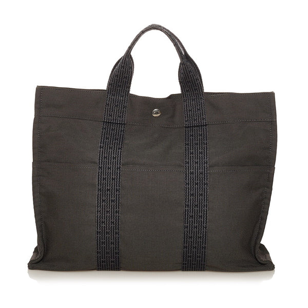 エルメス エールライン MM トートバッグ ハンドバッグ グレー キャンバス メンズ HERMES 【中古】