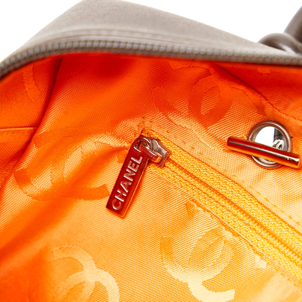 シャネル カンボン ボーリング ハンドバッグ ショルダーバッグ ダークブラウン ベージュ レザー レディース CHANEL 【中古】