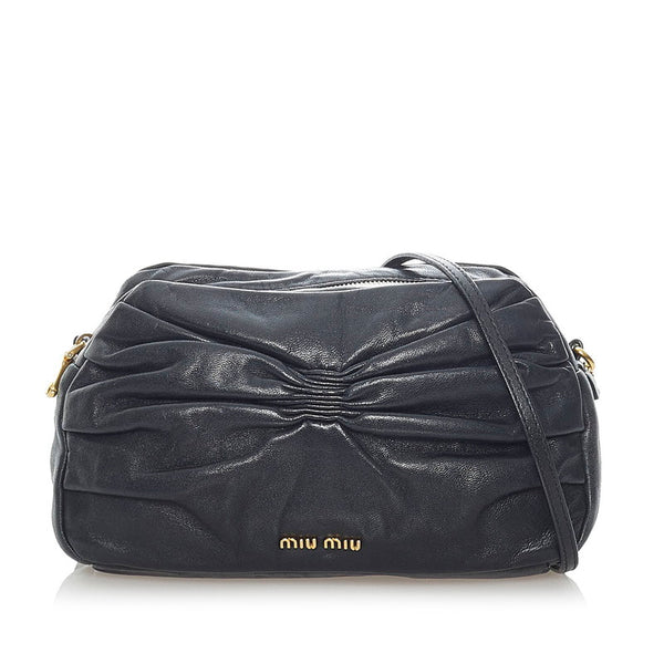 ミュウミュウ ショルダーバッグ ブラック レザー レディース MIUMIU 【中古】