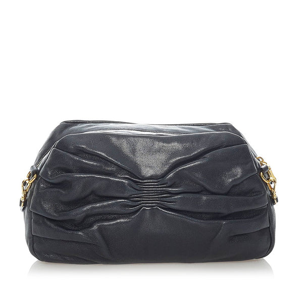 ミュウミュウ ショルダーバッグ ブラック レザー レディース MIUMIU 【中古】