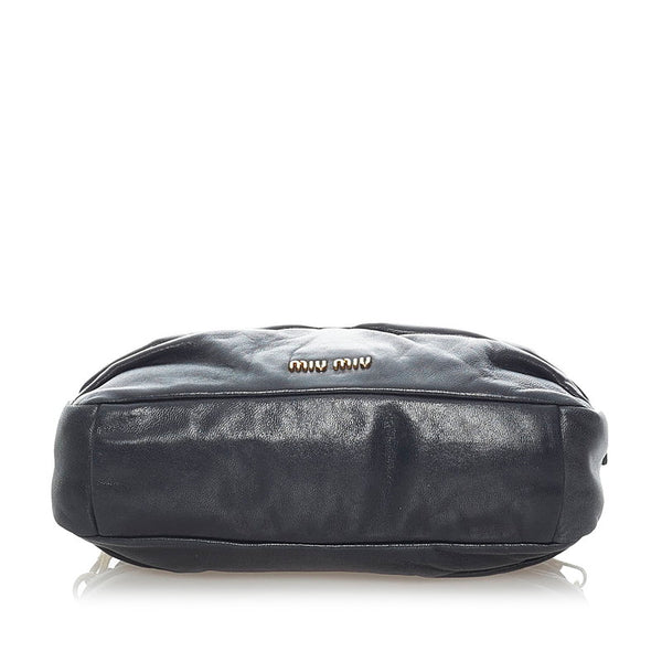 ミュウミュウ ショルダーバッグ ブラック レザー レディース MIUMIU 【中古】
