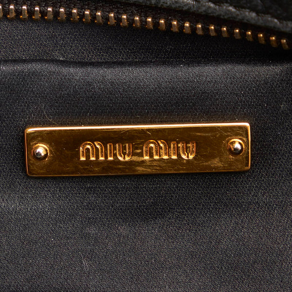 ミュウミュウ ショルダーバッグ ブラック レザー レディース MIUMIU 【中古】