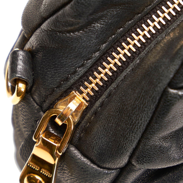 ミュウミュウ ショルダーバッグ ブラック レザー レディース MIUMIU 【中古】