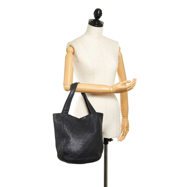 ボッテガヴェネタ イントレチャート ハンドバッグ ブラック レザー レディース BOTTEGAVENETA 【中古】