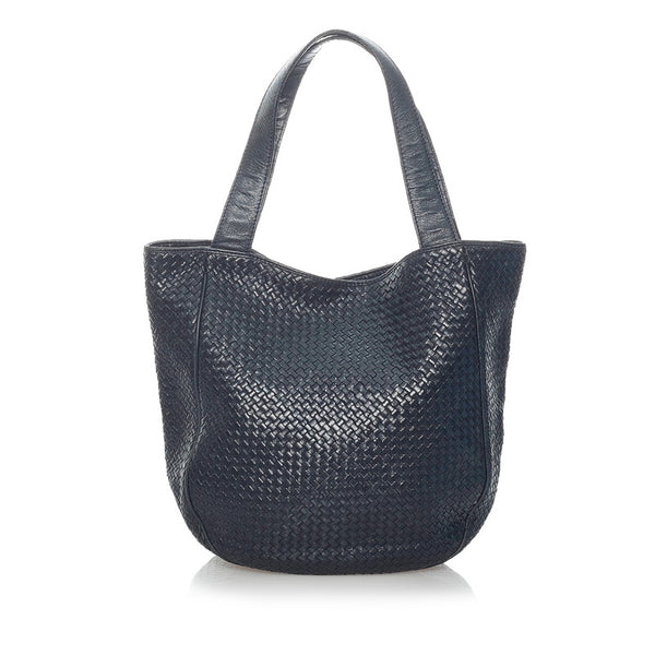 ボッテガヴェネタ イントレチャート ハンドバッグ ブラック レザー レディース BOTTEGAVENETA 【中古】