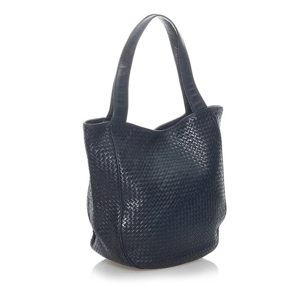 ボッテガヴェネタ イントレチャート ハンドバッグ ブラック レザー レディース BOTTEGAVENETA 【中古】