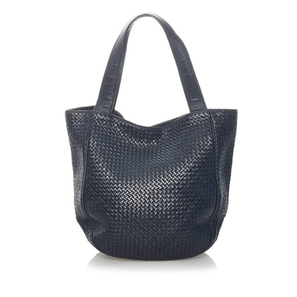 ボッテガヴェネタ イントレチャート ハンドバッグ ブラック レザー レディース BOTTEGAVENETA 【中古】