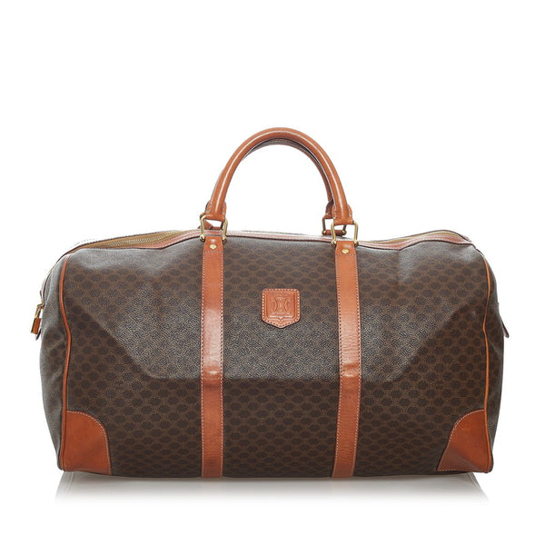 セリーヌ マカダム ボストンバッグ ブラウン PVC レザー レディース CELINE 【中古】