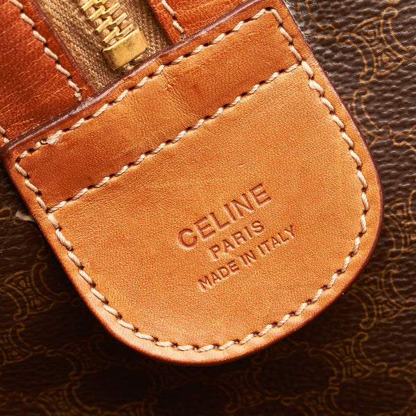 セリーヌ マカダム ボストンバッグ ブラウン PVC レザー レディース CELINE 【中古】