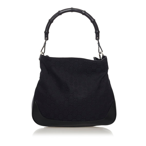 グッチ GGキャンバス バンブー ハンドバッグ ショルダーバッグ 2WAY 001 4095 ブラック キャンバス レザー レディース GUCCI 【中古】