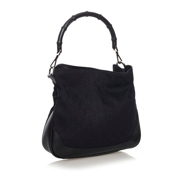 グッチ GGキャンバス バンブー ハンドバッグ ショルダーバッグ 2WAY 001 4095 ブラック キャンバス レザー レディース GUCCI 【中古】