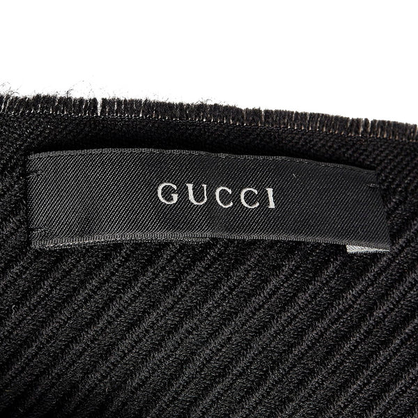 グッチ GGパターン マフラー ブラック ゴールド  ウール シルク メンズ GUCCI 【中古】