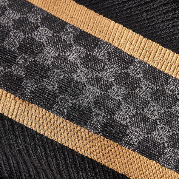 グッチ GGパターン マフラー ブラック ゴールド  ウール シルク メンズ GUCCI 【中古】