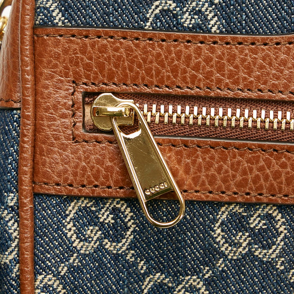 グッチ GGジャガード オフディア 斜め掛け ショルダーバッグ 517350 ブルー ブラウン レザー デニム レディース GUCCI 【中古】