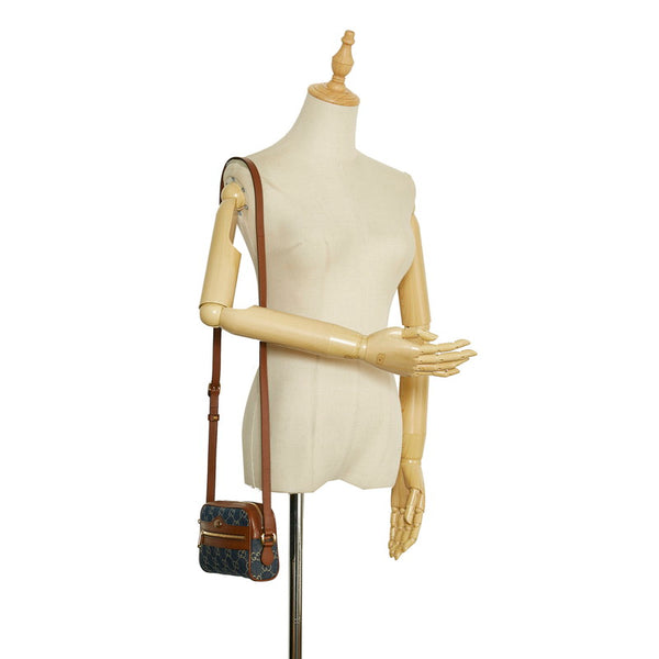 グッチ GGジャガード オフディア 斜め掛け ショルダーバッグ 517350 ブルー ブラウン レザー デニム レディース GUCCI 【中古】