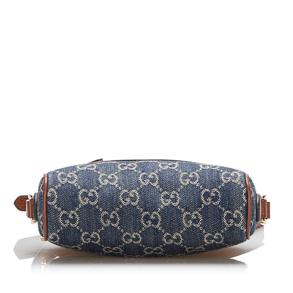 グッチ GGジャガード オフディア 斜め掛け ショルダーバッグ 517350 ブルー ブラウン レザー デニム レディース GUCCI 【中古】
