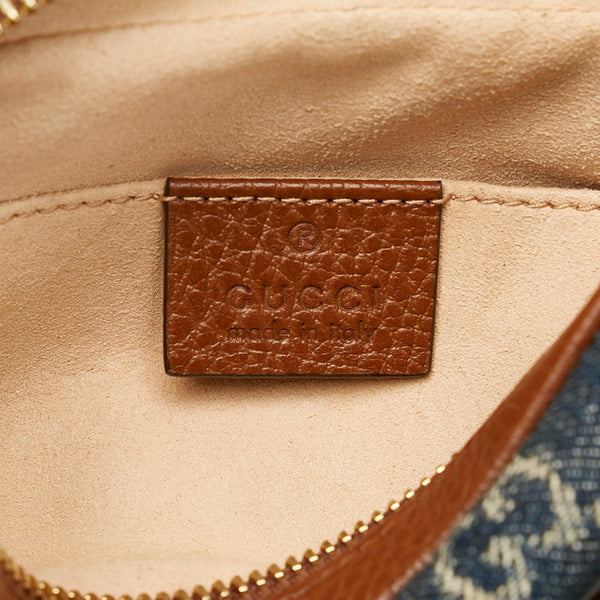 グッチ GGジャガード オフディア 斜め掛け ショルダーバッグ 517350 ブルー ブラウン レザー デニム レディース GUCCI 【中古】