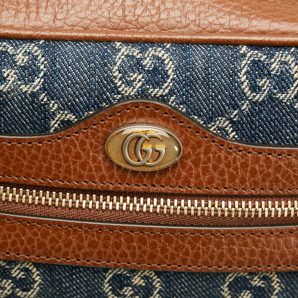 グッチ GGジャガード オフディア 斜め掛け ショルダーバッグ 517350 ブルー ブラウン レザー デニム レディース GUCCI 【中古】