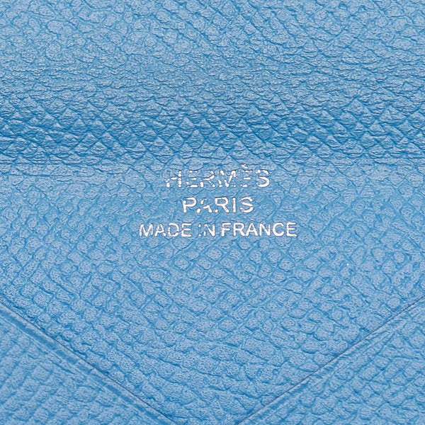 エルメス カルヴィ 二つ折り カードケース 名刺入れ ブルージーン ヴォーエプソン レディース HERMES 【中古】