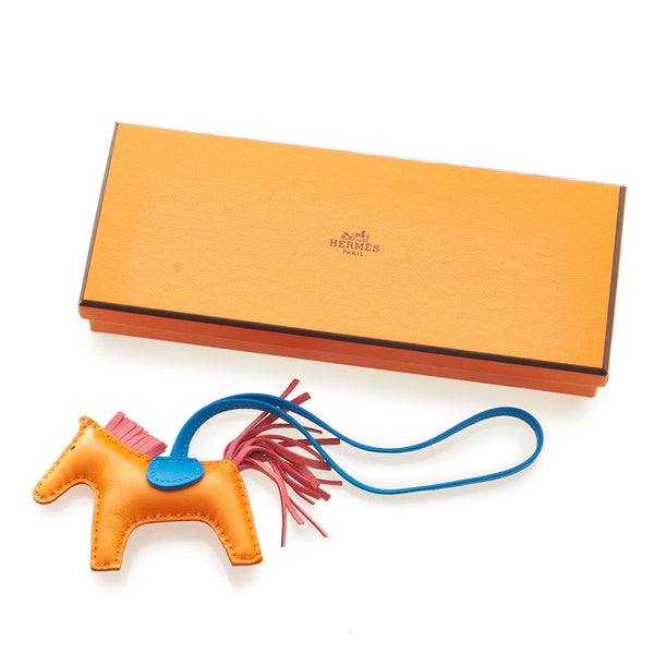 エルメス ロデオPM バッグチャーム 064929CA オレンジ ローズ アザレ ブルー アニョーミロ レディース HERMES 【中古】