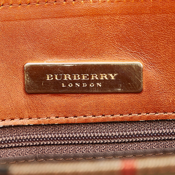 バーバリー ノバチェック シャドーホース トートバッグ ベージュ ブラック キャンバス レザー レディース BURBERRY 【中古】