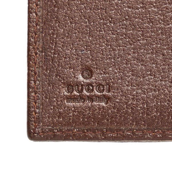 グッチ GGキャンバス 二つ折り財布 112716 ベージュ ブラウン キャンバス レザー レディース GUCCI 【中古】