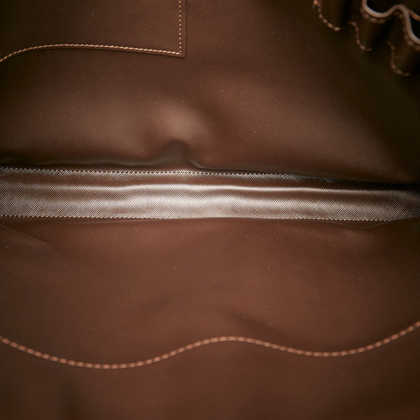 バーバリー チェック ドキュメントケース クラッチバッグ カーキ ブラウン キャンバス レザー メンズ BURBERRY 【中古】