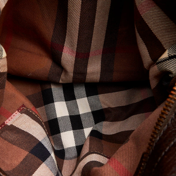 バーバリー ノバチェック トートバッグ ショルダーバッグ 2WAY ブラウン レザー メンズ BURBERRY 【中古】