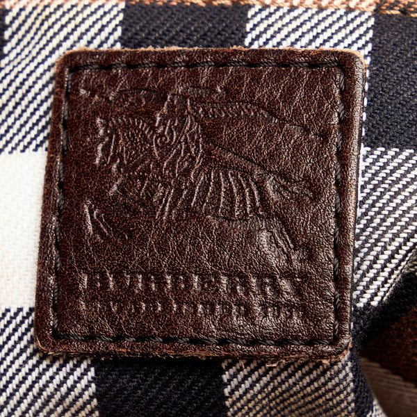 バーバリー ノバチェック トートバッグ ショルダーバッグ 2WAY ブラウン レザー メンズ BURBERRY 【中古】