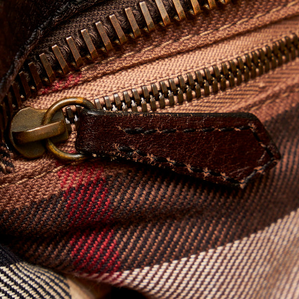 バーバリー ノバチェック トートバッグ ショルダーバッグ 2WAY ブラウン レザー メンズ BURBERRY 【中古】