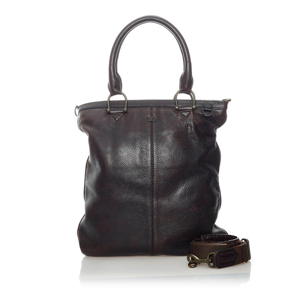 バーバリー ノバチェック トートバッグ ショルダーバッグ 2WAY ブラウン レザー メンズ BURBERRY 【中古】